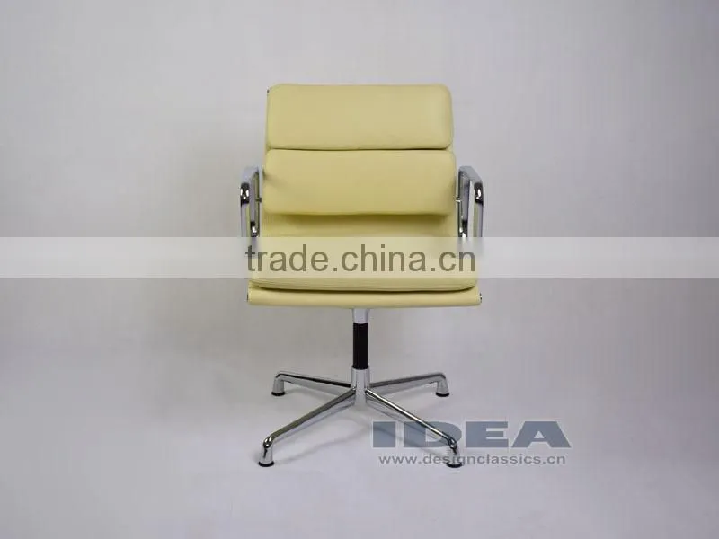 Replica Charles Low Back Soft Pad Meeting Chair - Cream White Color Genuine Leather