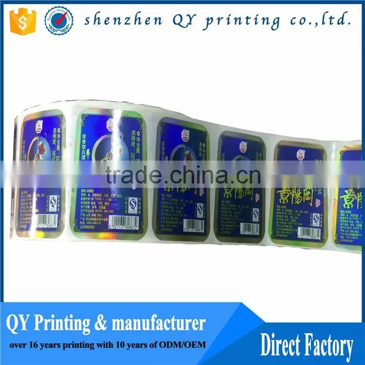 Full Color Wine Custom Printing Sticker with Logo
