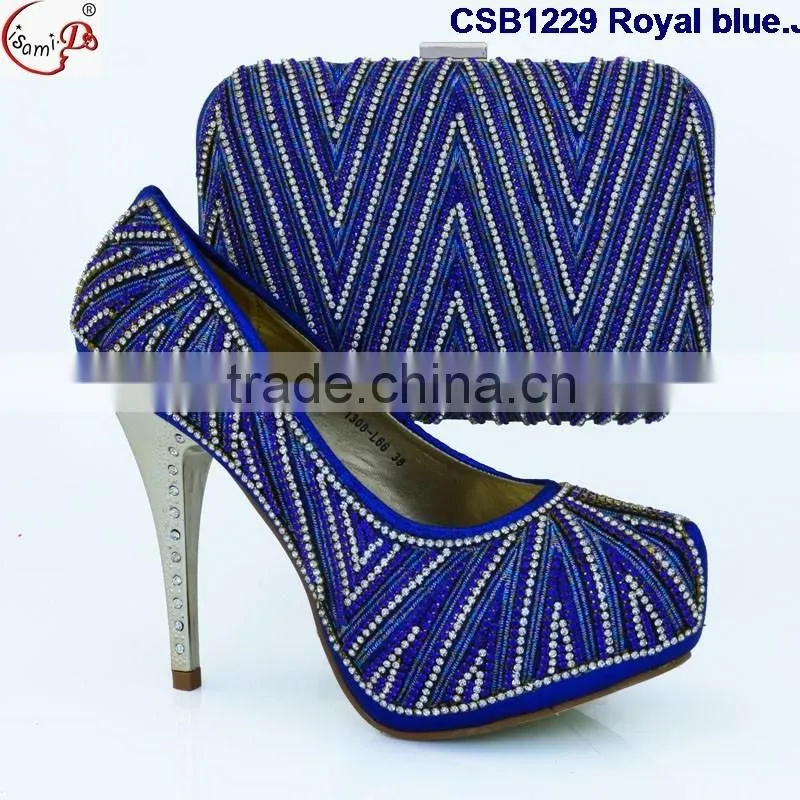 CSB1229 New design wholesale price shoes matching bags for women, gold shoes and bags