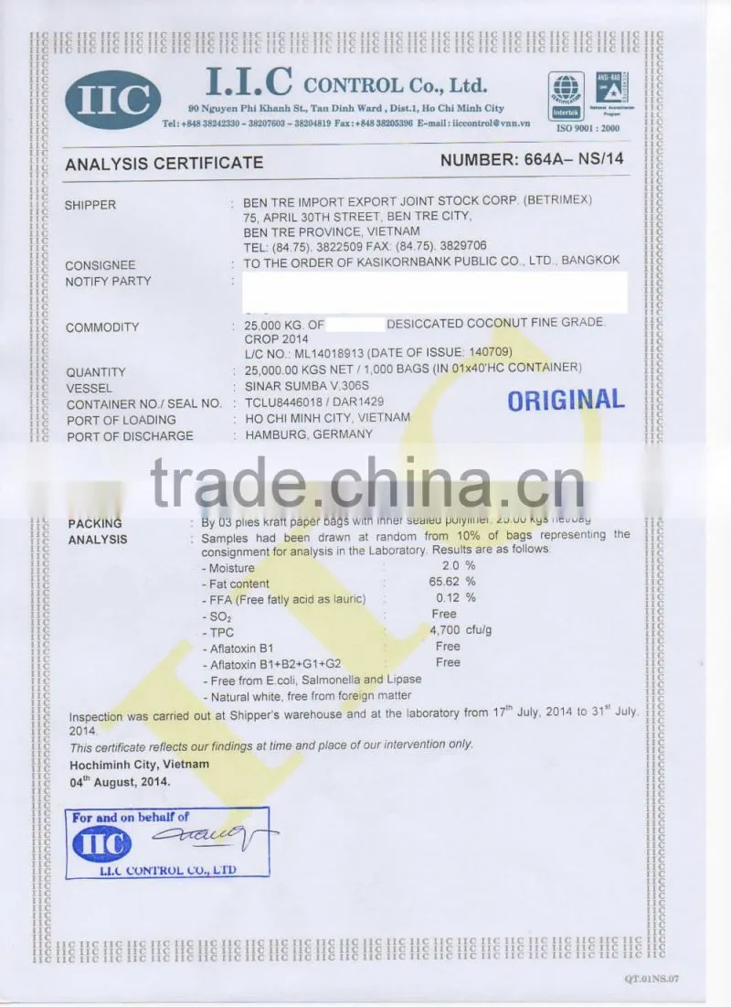 VIETNAM DESICCATED COCONUT PRICE