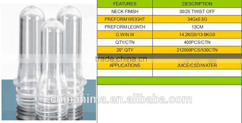 34G 30MM PET PREFORM