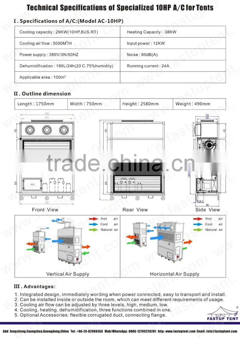 Marquee wedding party tent Air conditioner for sale