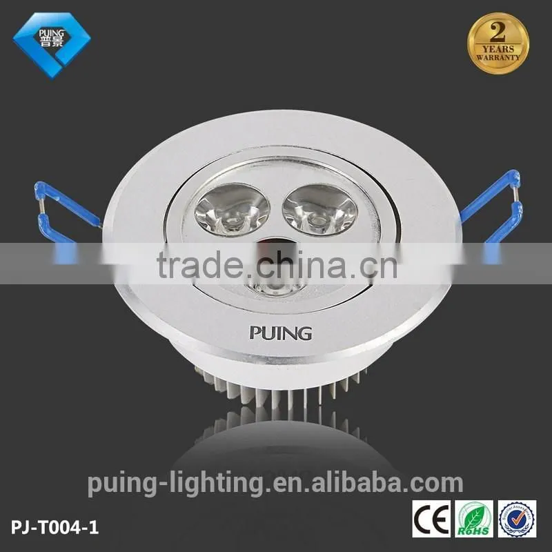 high lumen down light 3 w recessed led ceiling light with CE / RoHs approved