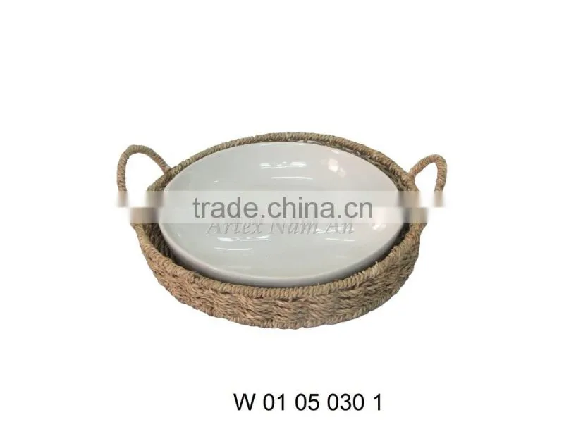 Square Seagrass Tray for Serving Tea