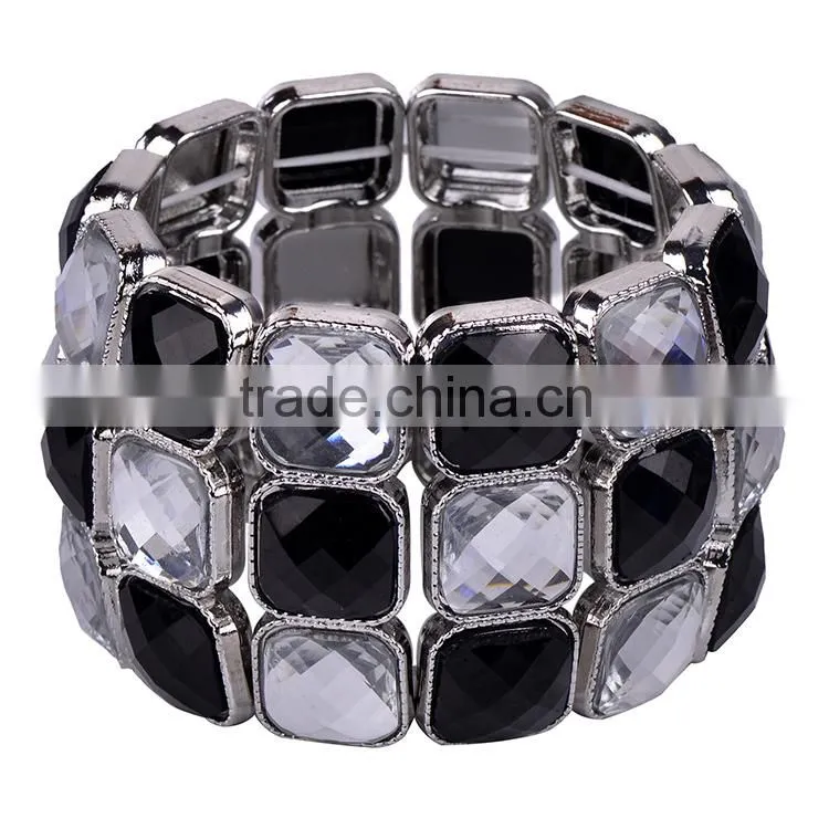 Free sample 2016 new design silver tone acrylic stones women bangle bracelet
