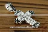 Silver Cross Mother God Pendant. Russian & Greek Orthodox Style.