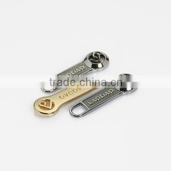 Luggage bag metal zipper puller leather zipper puller zinc metal slider