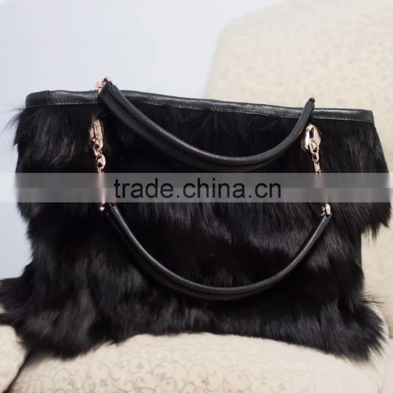 2015 hign quality fox fur bags handbag for young girls