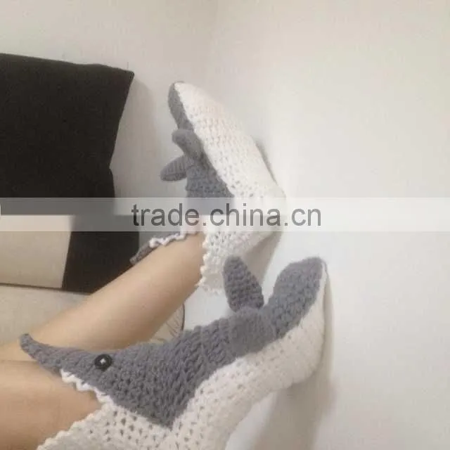 hand crochet adult shark shoes, crochet fashion shark shoes