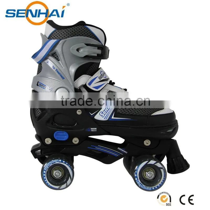 2015 Adjustable Roller Skate Sports Shoes Quad Roller Blades Shoes Flashing Roller Made in China Foshan Factory