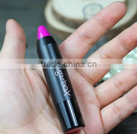 Newest 12 Fashion Colors Name Sugar Box Mini Water Sense Lip Stick Lipstick Pencil, Long Lasting than Kiss proof