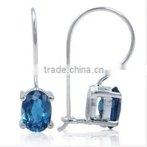 Blue Topaz GP 925 Silver Dangle Earrings