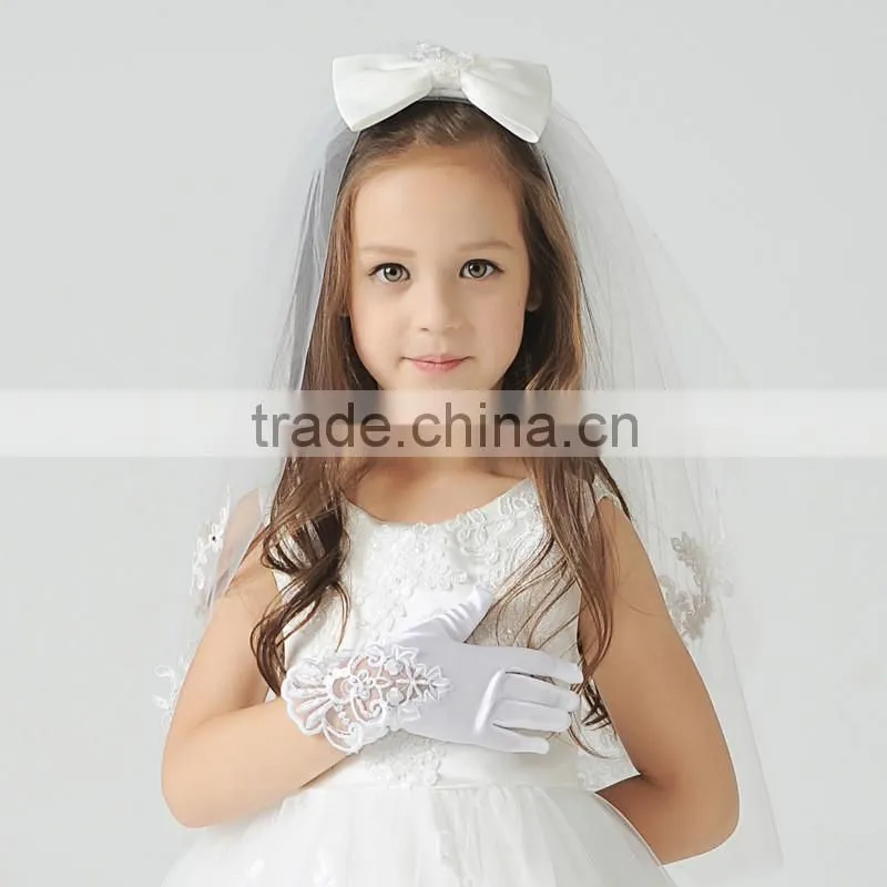 Age 4-Age14 Girls Satin Confirmation Wedding Communion Flower Girl Gloves