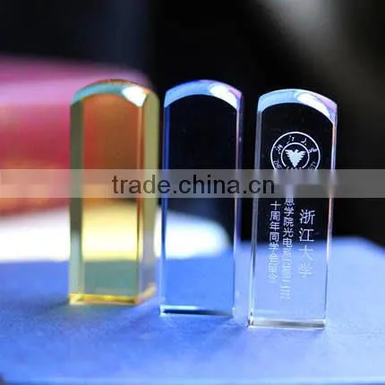 customized crystal glass seal stamp for gift or decoration
