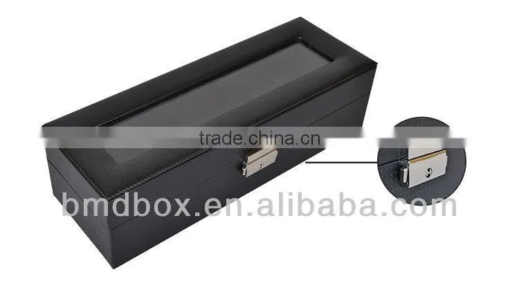 5 slots black faux leather empty watch case
