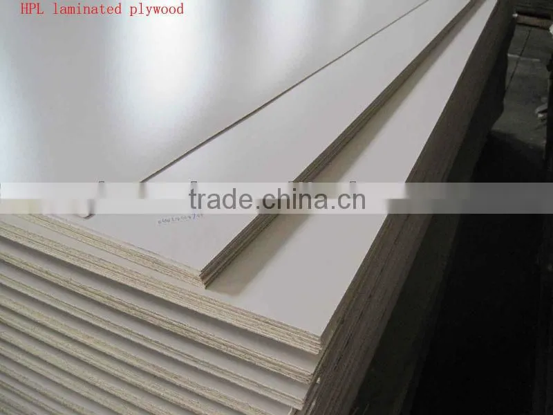 Two/one sides glossy white Hpl /formica faced plywood E1 glue