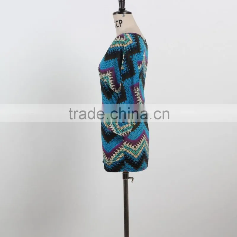 NEW ARRIVAL stripe dress v neck batwing sleeve for fat ladies OEM&ODM supply