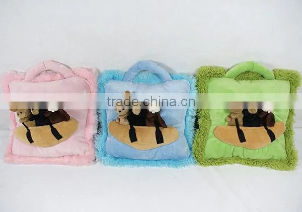 Plush soft toy flower embroidered cushion cover