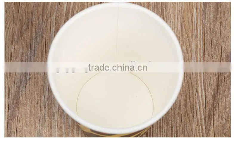 Custom logo printed disposable paper cup with lid, low cost 12oz double wall paper cups with lid