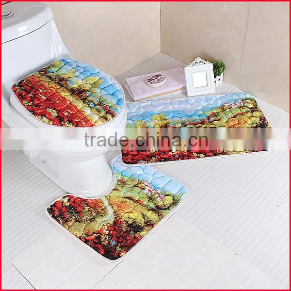 eco-friendly material Embossed printing 3d design bath mat carpet rugs