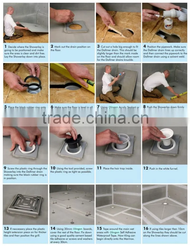 Shower stainless drain polymer concrete channel