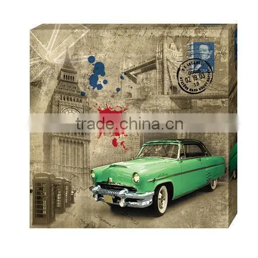 Beautiful yellow car inkjet canvas