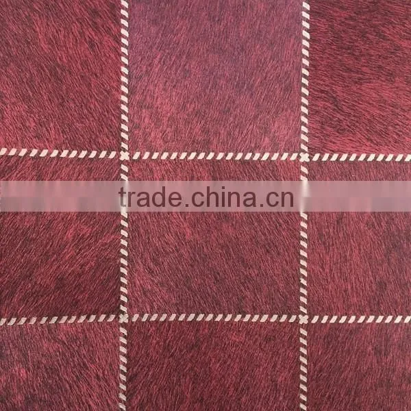 hand sewing leather effect vinyl wallpaper