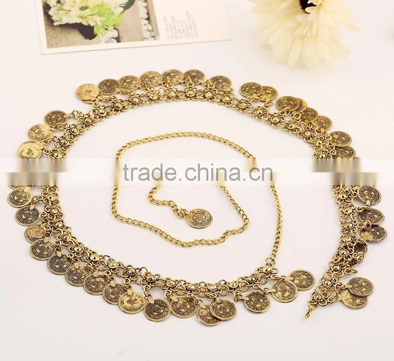 Vintage coin tassel body chain body jewelry