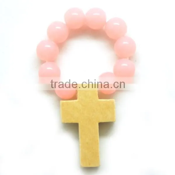 high quality catholic wooden cross ring, religious glass rosary ring