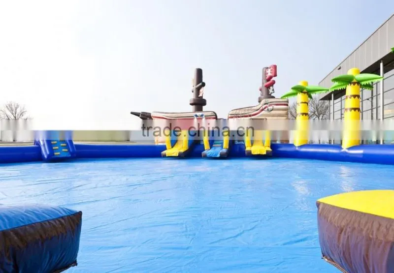 customized inflatable ground water park high sale huge inflatable pool with slides
