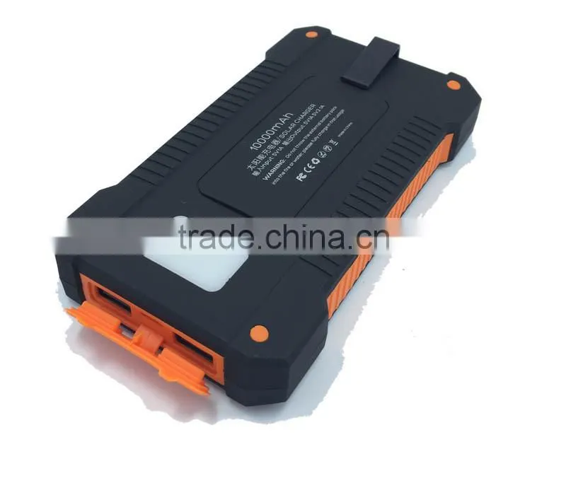 2016 portable 10000 mah solar power bank charger for mobile phone