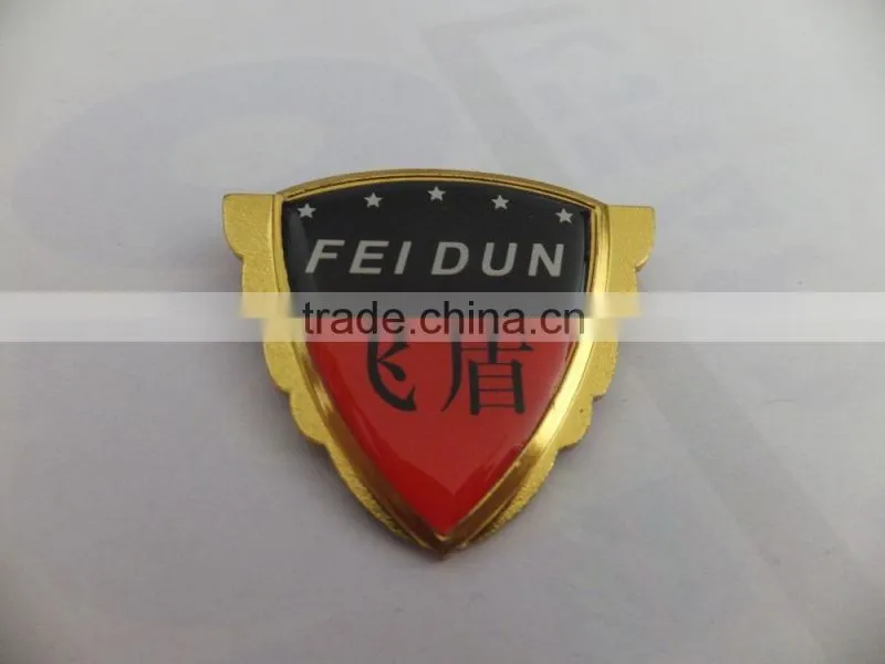 shield shaped metal lapel pin with epoxy resin dome coating,custom printing pin badge