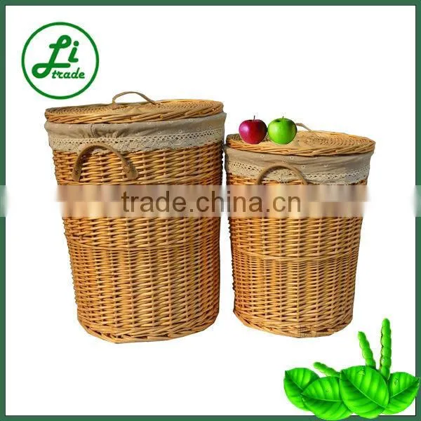 Round wicker clothes hamper