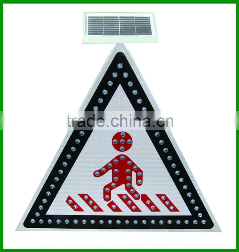 solar powered crosswalk traffic road sign