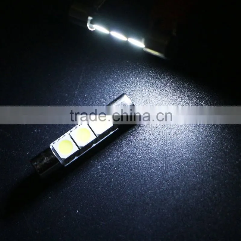C5W T6 28mm/31mm 5050 3SMD Car LED License Plate Light 3smd Festoon led Light socket Bulbs crew cut