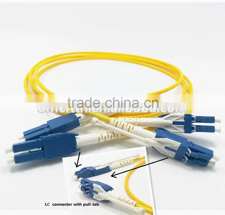 fiber optic LC uniboot patch cord with pull-tab