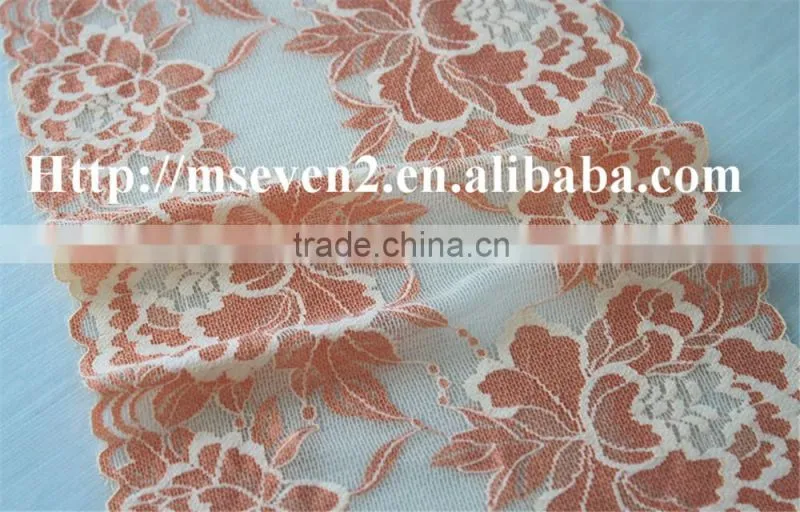 hot selling 20cm width elastic band brazilian hair flower pattern full lace trim