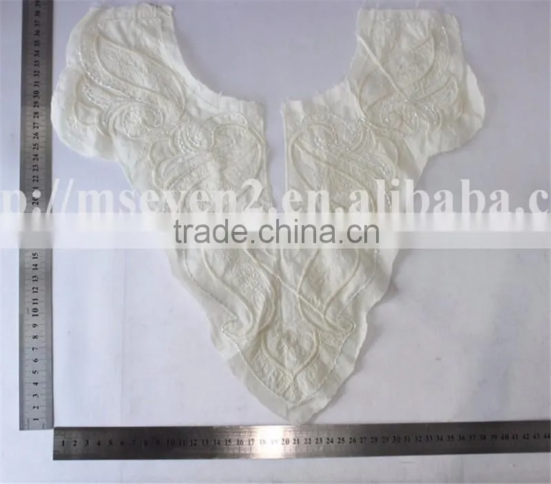 beaded cotton fabric embroidery neckline design for garment