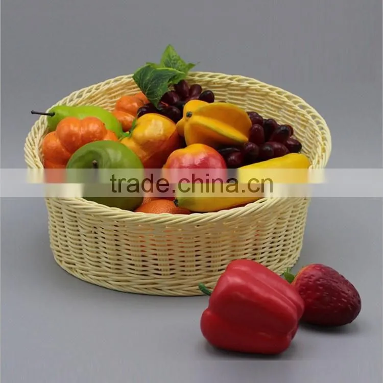 Cusotm size oblique mouth design 100% hand woven fruit vegetable plastic wicker basket