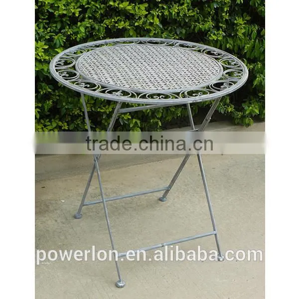 POWERLON Archaize gray vintage 2 seater patio set folding table and chairs antirust outdoor furniture