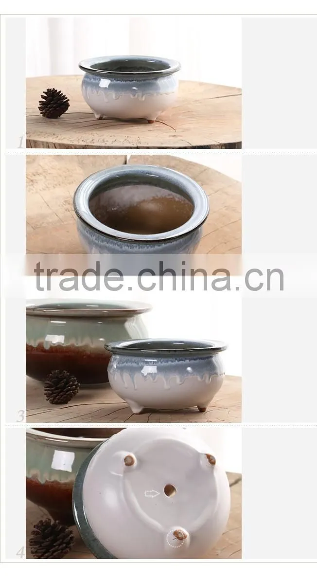 New design chinese style flow glaze pottery bonsai pot
