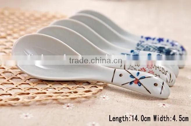 SP1534 Haonai Goodlooking flower decal ceramic spoon, ceramic soup spoon
