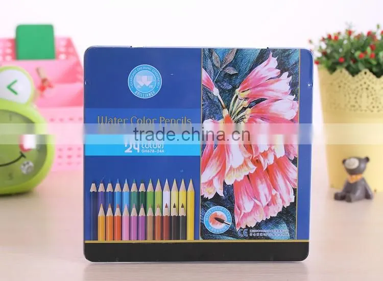Factory Wholesale High Quality 36 Metal Box Drawing Wood Water Color Pencil Set for Secret Garden