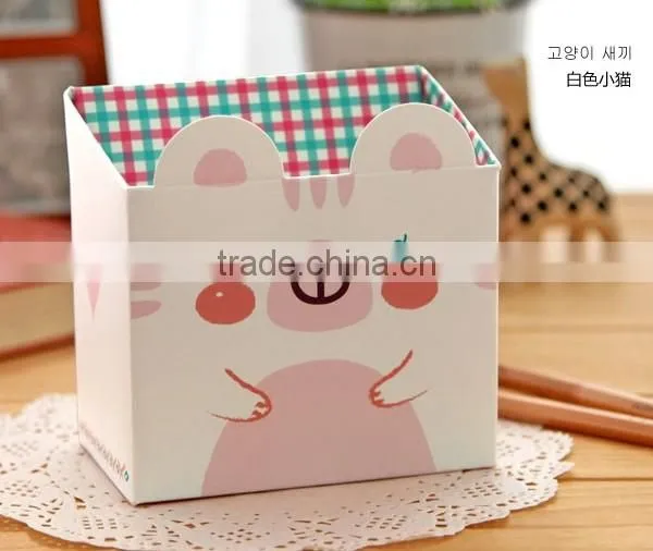 2514 Cute animal paper storage box custom stationery pen holder wholesale