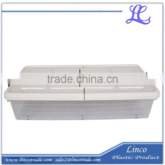 New Design Plastic Transparent Storage Box With Double Open Lid