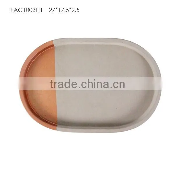 OEM Wholesale cheap oval cement concrete plate/ fruit tray with print