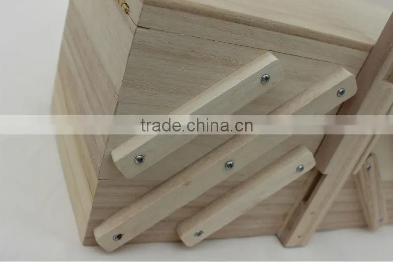 refined wooden sewing box with lid
