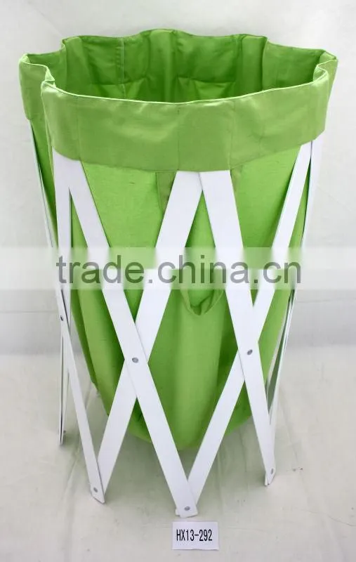 Wood laundry hamper fold