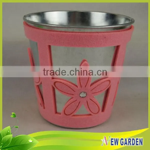 Home Furniture Flannelette And Iron Decorative Table Top Flower Vases