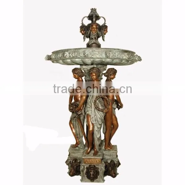 Garden large outdoor woman dancing water copper fountain